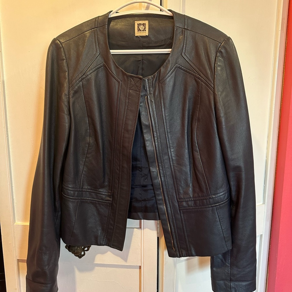 Anne Klein Leather bomber jacket